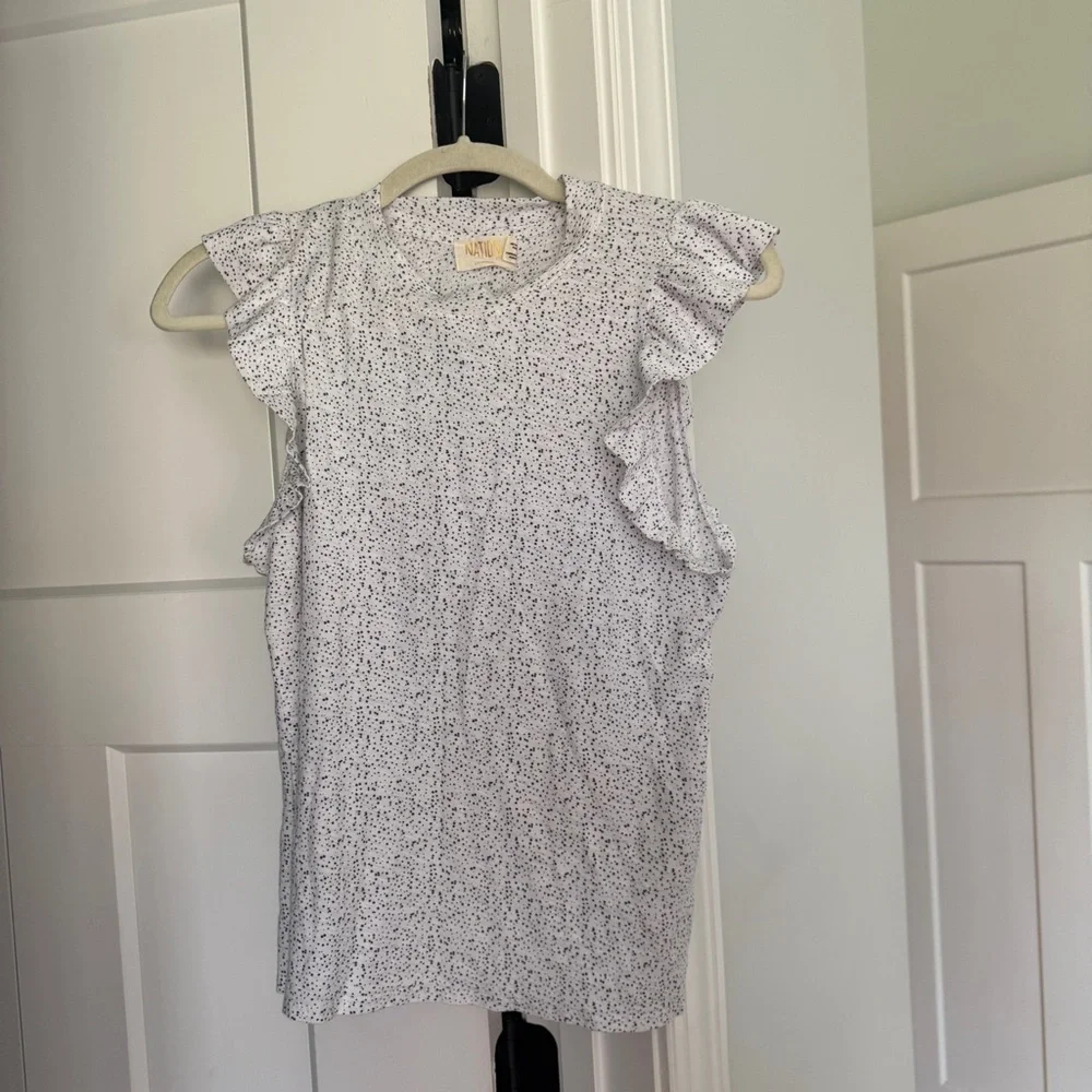 Nation LTD Paulette Tank White black sleeveless blouse top dotty - Picture 2 of 5